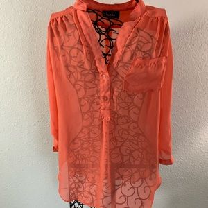 Orange Sheer Blouse
